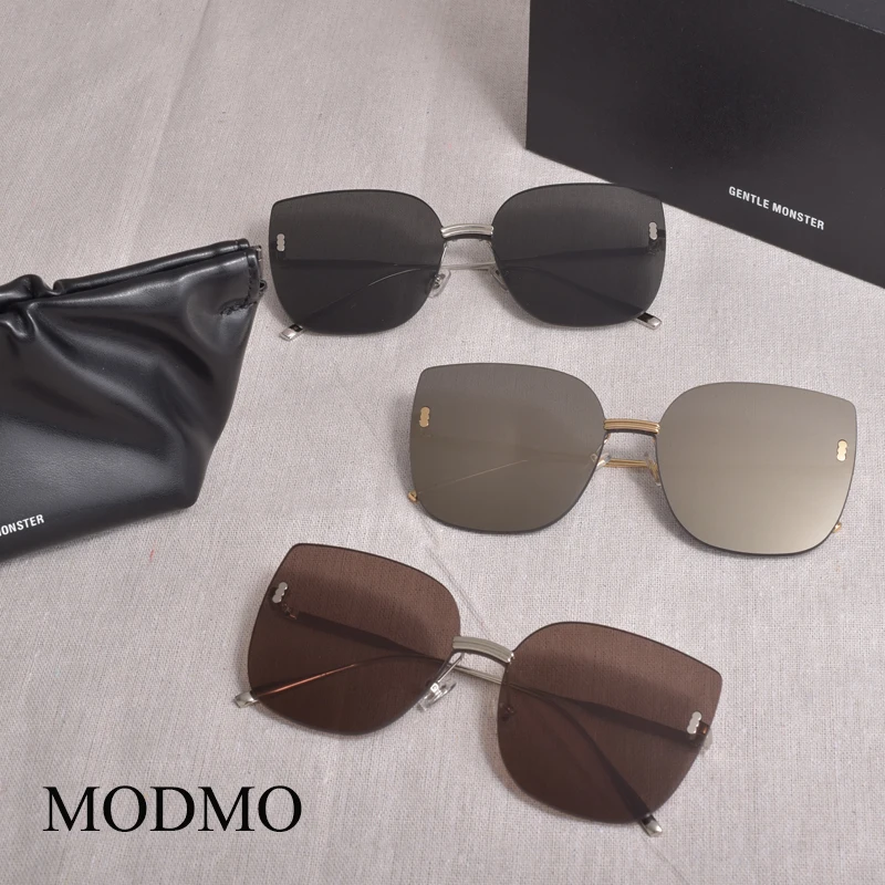 

Korea GM big Round Borderless frame sunglasses women men Polarized UV400 lens GENTLE MODMO Sunglasses Suitable big face