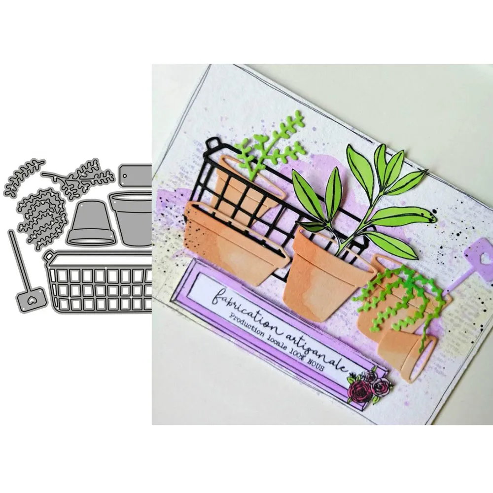 Металлические Вырубные штампы для растений в горшке сделай сам скрапбукинг