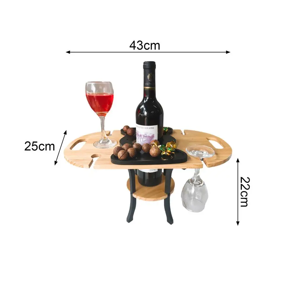 

Solid Wood Wooden Picnic Wine Table Retractable Legs Foldable Multifunctional Outdoor Portable Dinner Table Party Garden Decor