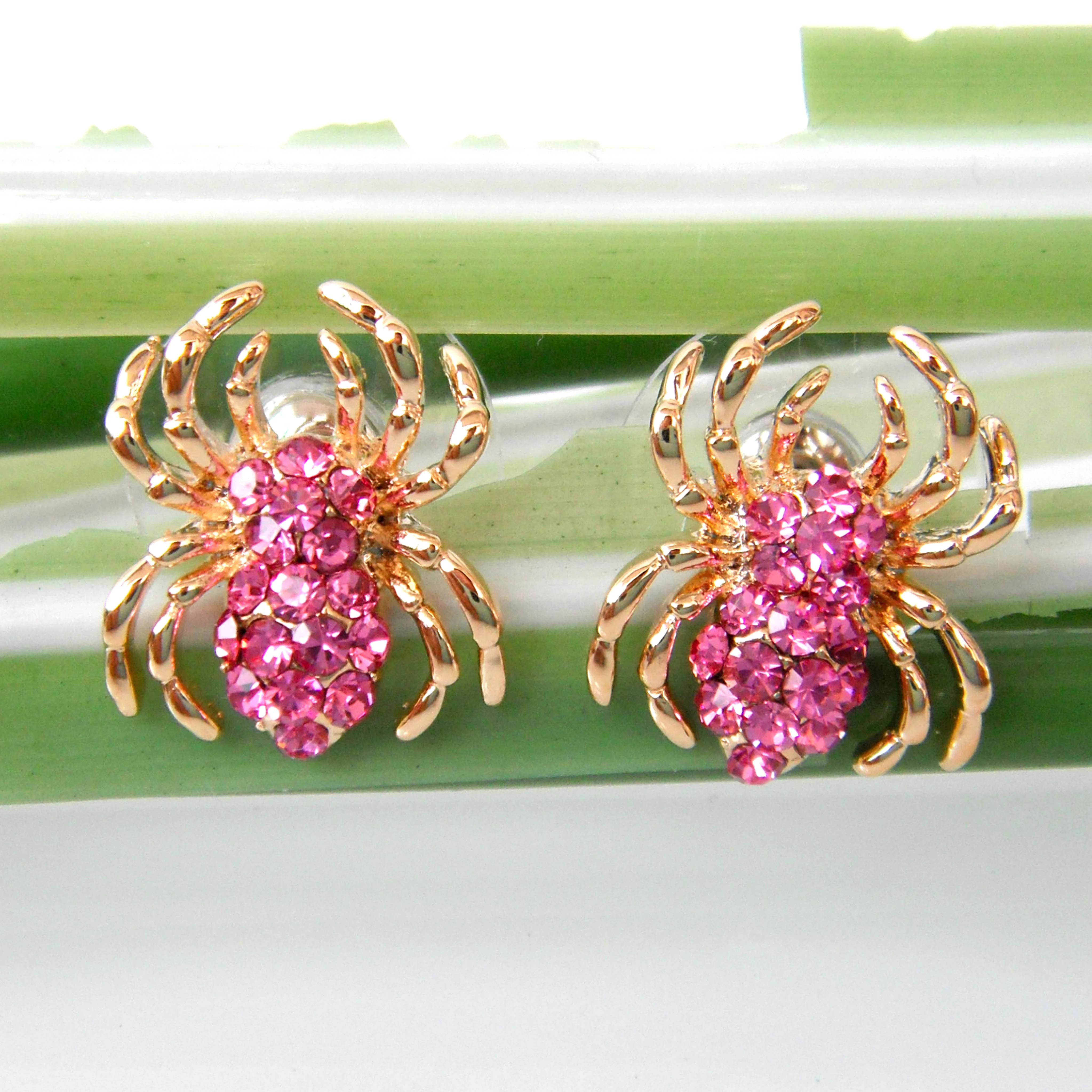 Зеленые прозрачные стразы Navachi Spider Tarantulas желтые серьги гвоздики SMT2603|earrings lips|earring