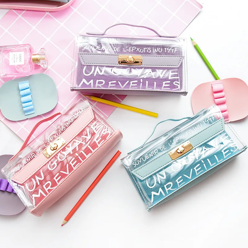 Large capacity kawaii girl cosmetic bag pencil school storage supplies stationery box | Канцтовары для офиса и дома