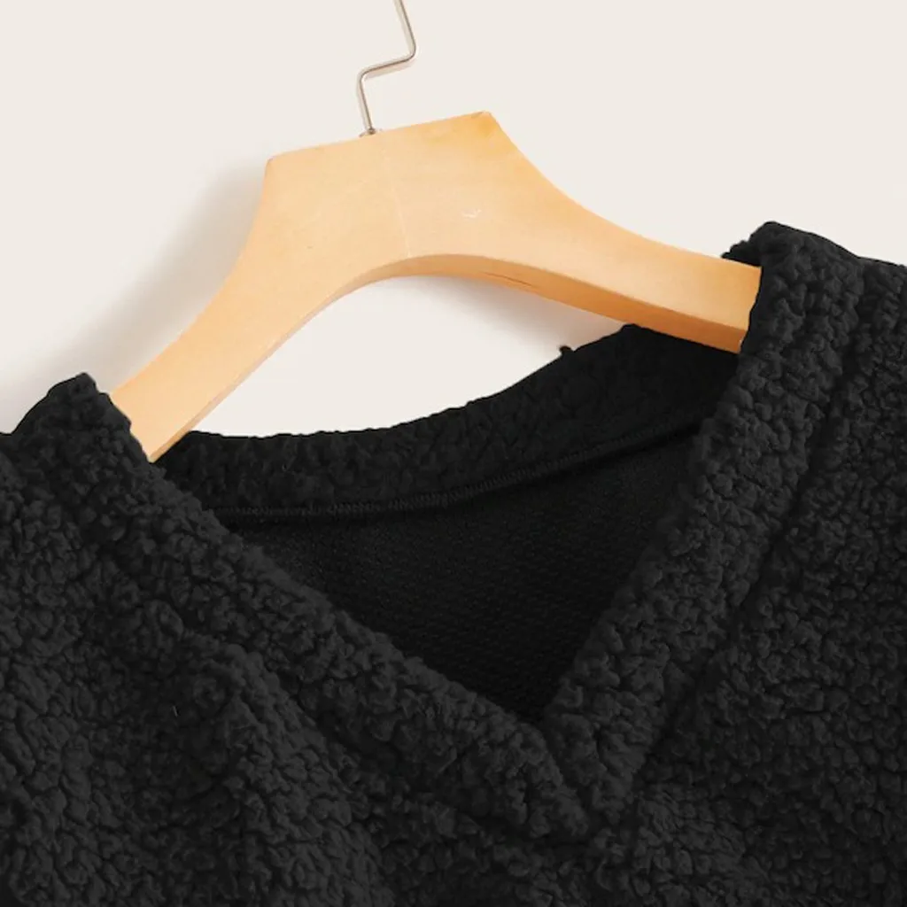 Kawaii moletom feminino sudadera mujer Модный свитшот Женский Повседневный свободный длинный рукав однотонный свитшот с v-образным вырезом