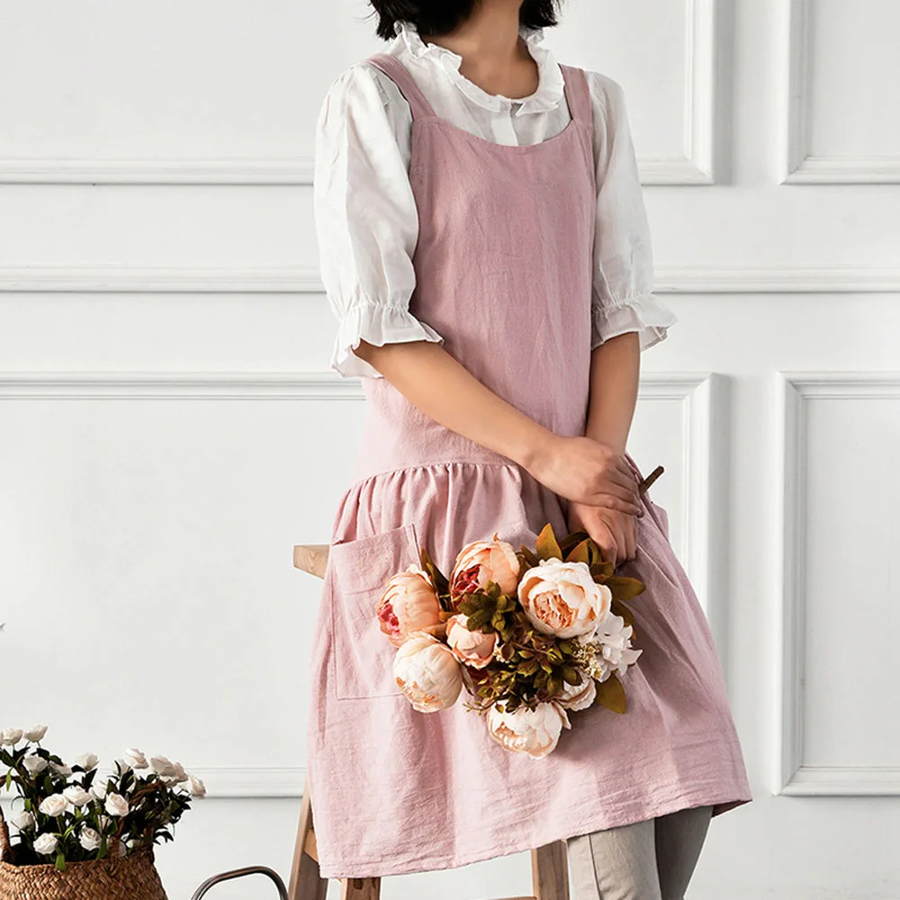 

Fashion Kitchen 82cm X 78cm Cooking Waist Home Women's Dress Anti-fouling Cotton And Linen Dress Apron