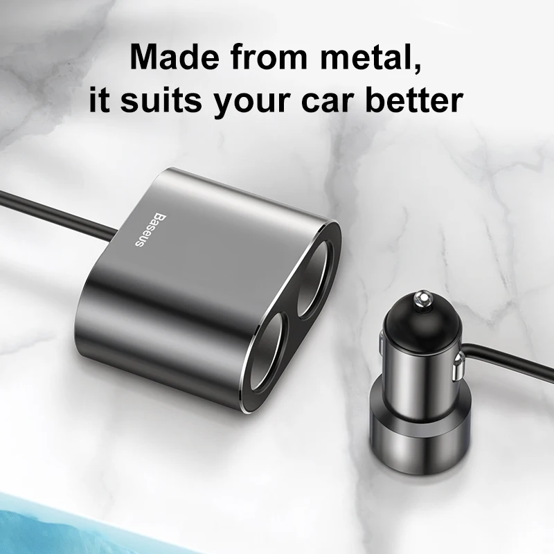 baseus car cigarette lighter socket splitter charger dual usb 100w quick charge auto vehicle cigar jack splitter power adapter free global shipping