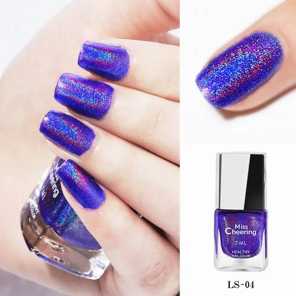 

Born Pretty Holographics Nail Polish Giltter Effect Varnish No Need Cured Polish Nail Art Design Shining Manicure Base Top Coat