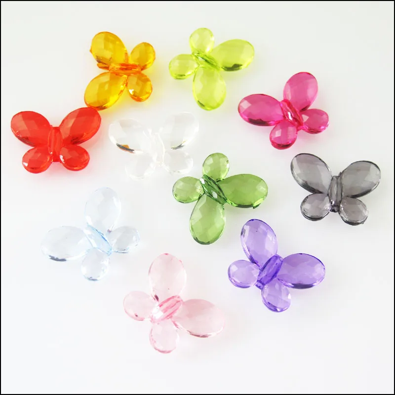 

80 New Charms Plastic Acrylic Clear Butterfly Spacer Beads Mixed 13x17mm