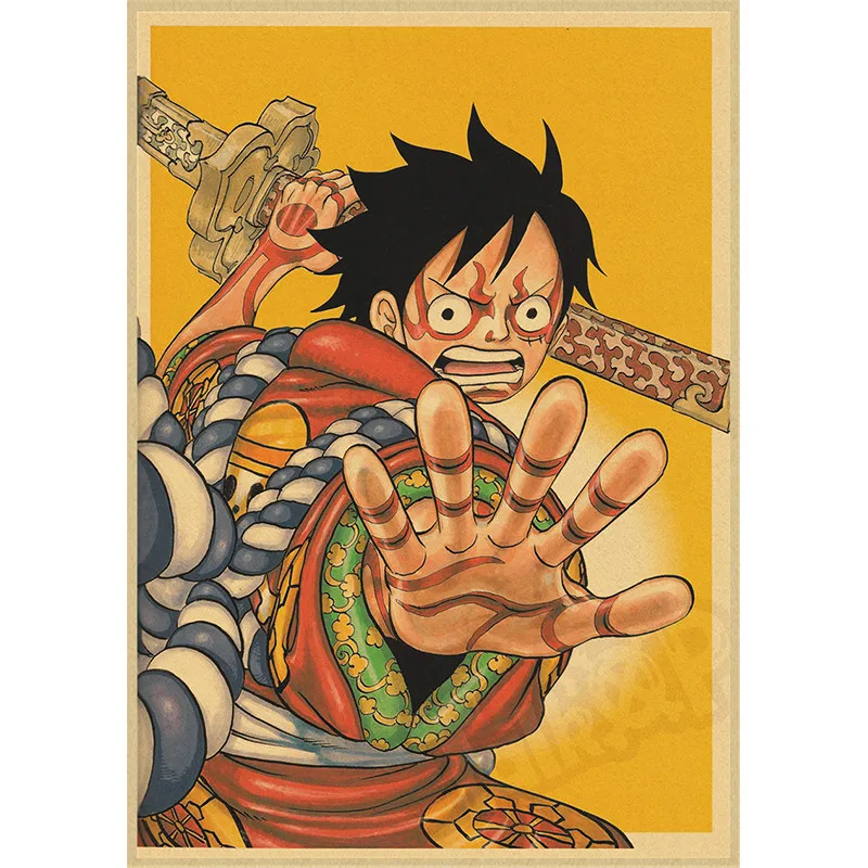 

Straw Hat Pirate ONE PIECE 2 Anime Posters Kraft Paper Painting Poster Art Wall Paintings for Home Bar Bedroom Decor