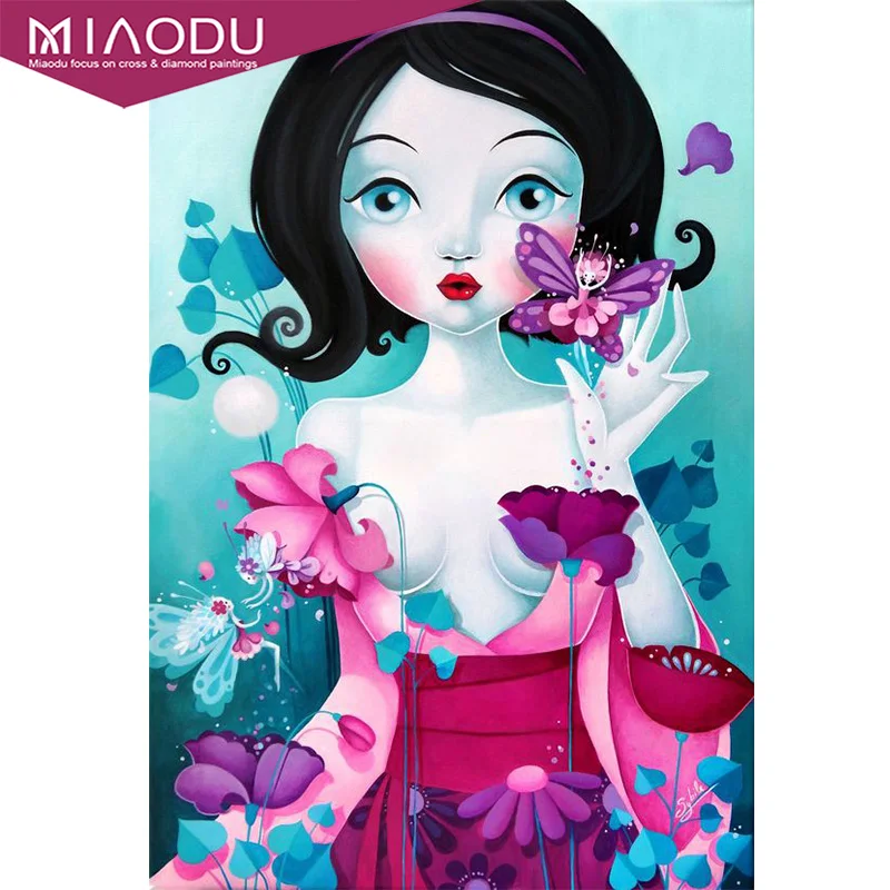 

MIAODU5d Diamond Painting Cartoon Sexy Kimono Girl Portrait Cross Stitch Handmade Resin Diy Mosaic Home Art Wall Decor