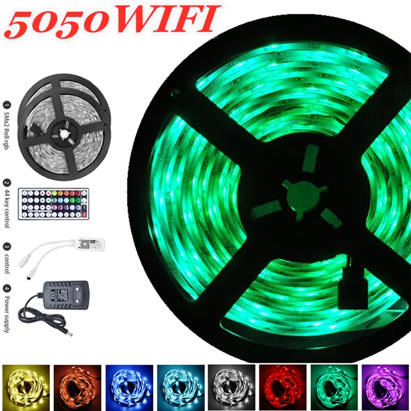 

LED Strips wifi Iuces Led RGB 5050 SMD Waterproof Flexible Lamp Tape Ribbon Diode DC12V 10M for room WiFi LED Lights