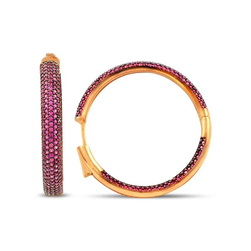 Серьги-кольца, розовые серьги-кольца, роскошные серьги из серебра 925 пробы с розовым золотом для женщин