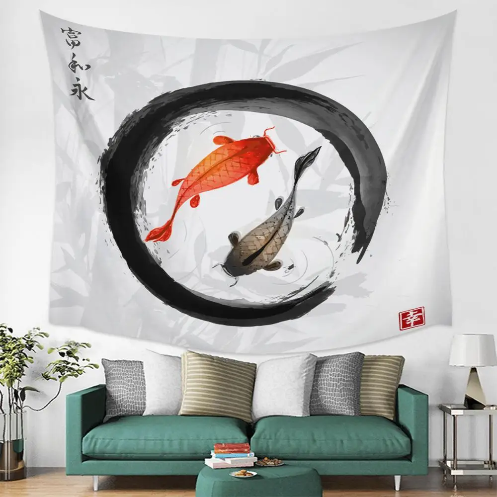 Настенный Гобелен Koi fish Yin Yang пляжное полотенце плед одеяло коврик для пикника и