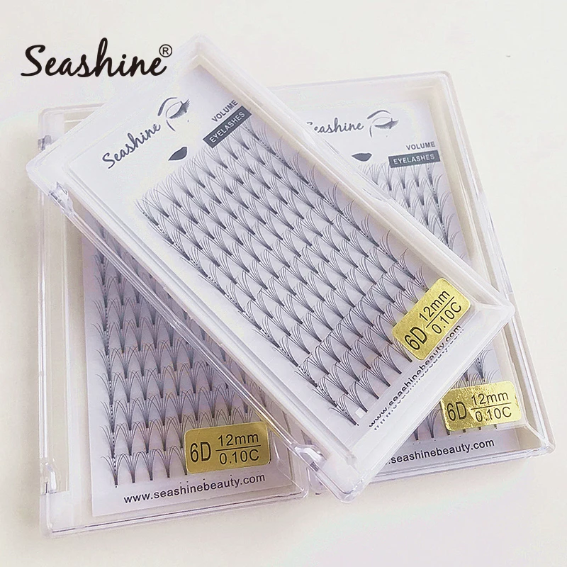 Объемные ресницы Seashine 3D/4D/5D/6D с коротким стержнем готовые шелковые накладные