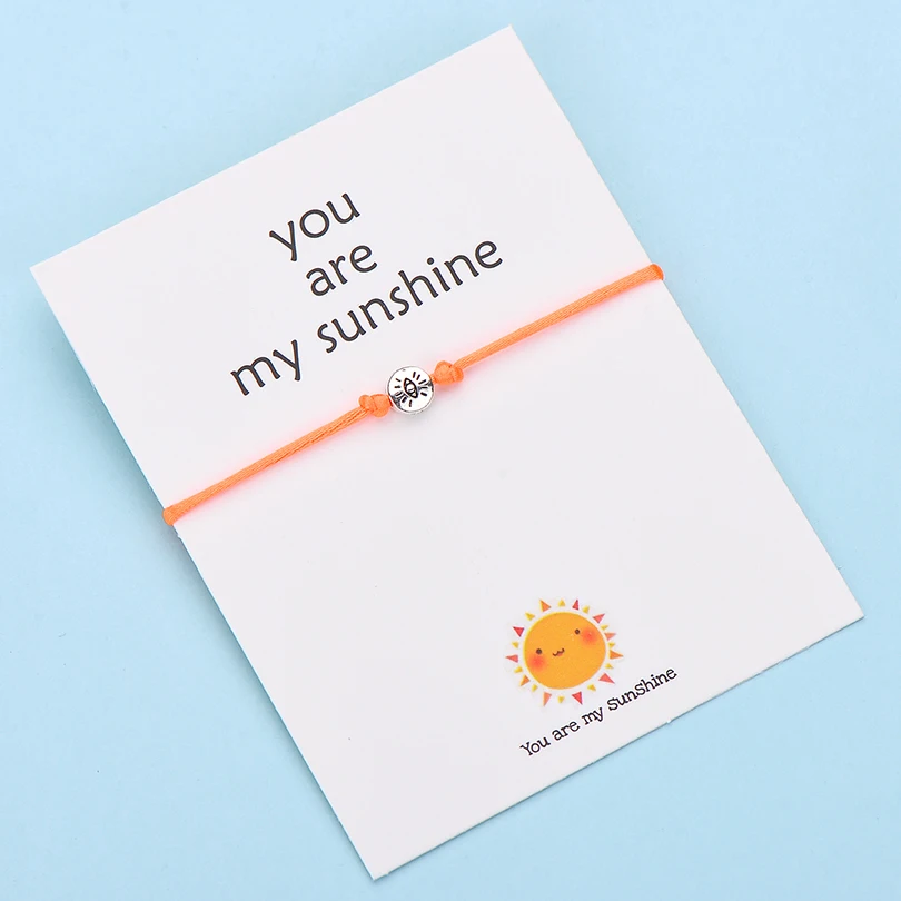 IYOE Wish Card You Are My Sunshine браслеты с глазами для женщин и мужчин, подарок на день рождения, винтажный браслет ручной работы с красной нитью