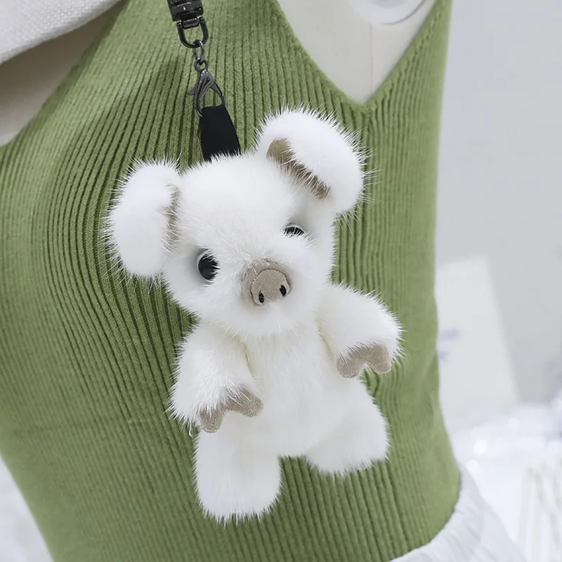 Новинка 2019 милый брелок с дизайном Поросёнок держатель для ключей из меха норки и