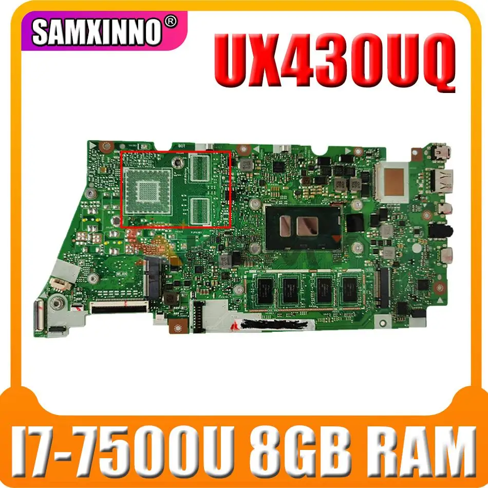 

AKemy UX430UQ notebook Motherboard For ASUS UX430UV UX430UN UX430UQ UX430UQK Laotop Mainboard I7-7500U 8GB RAM tested full 100%