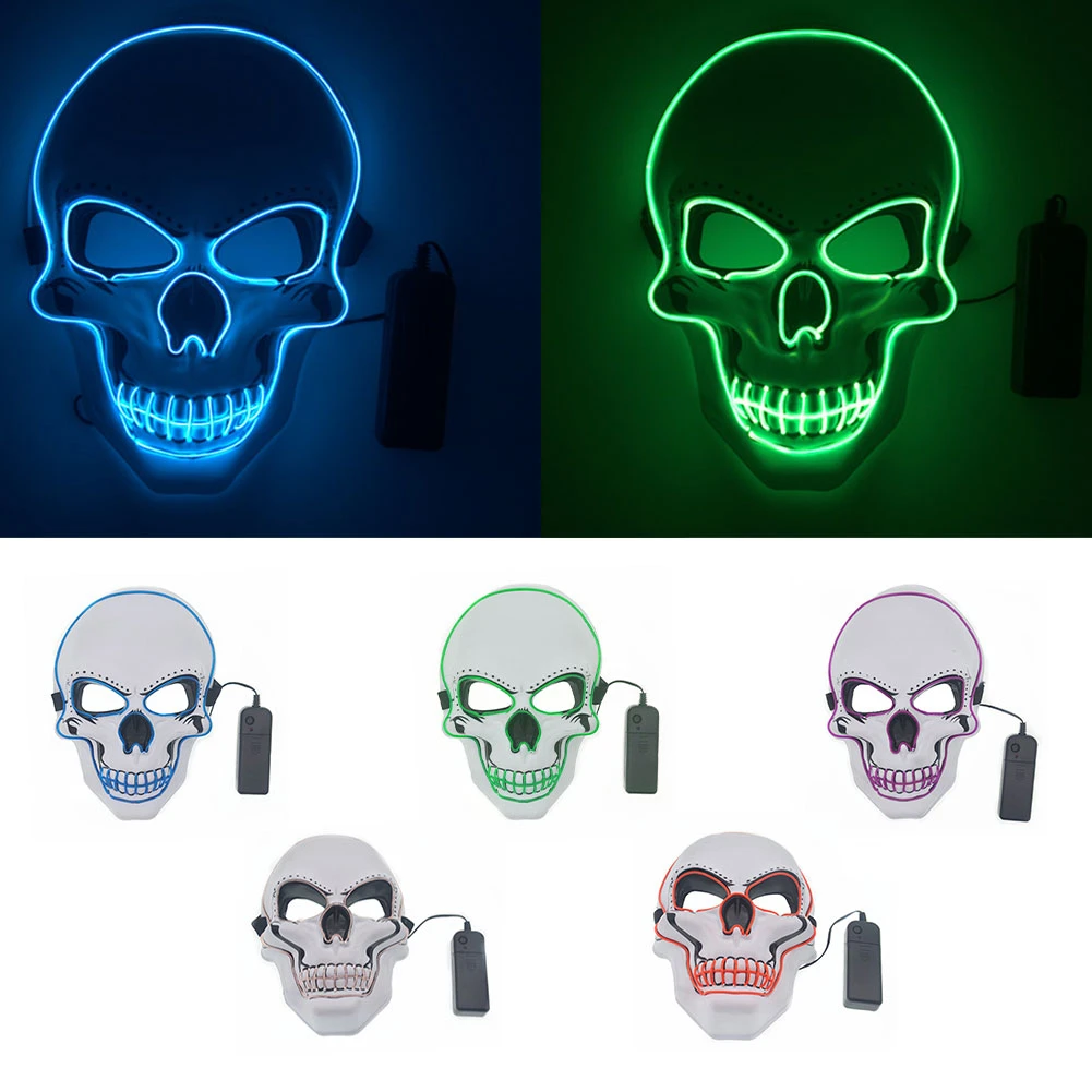 Хэллоуин СВЕТОДИОДНЫЙ костюм для косплея DJ вечерние светящиеся маски 5 цветов