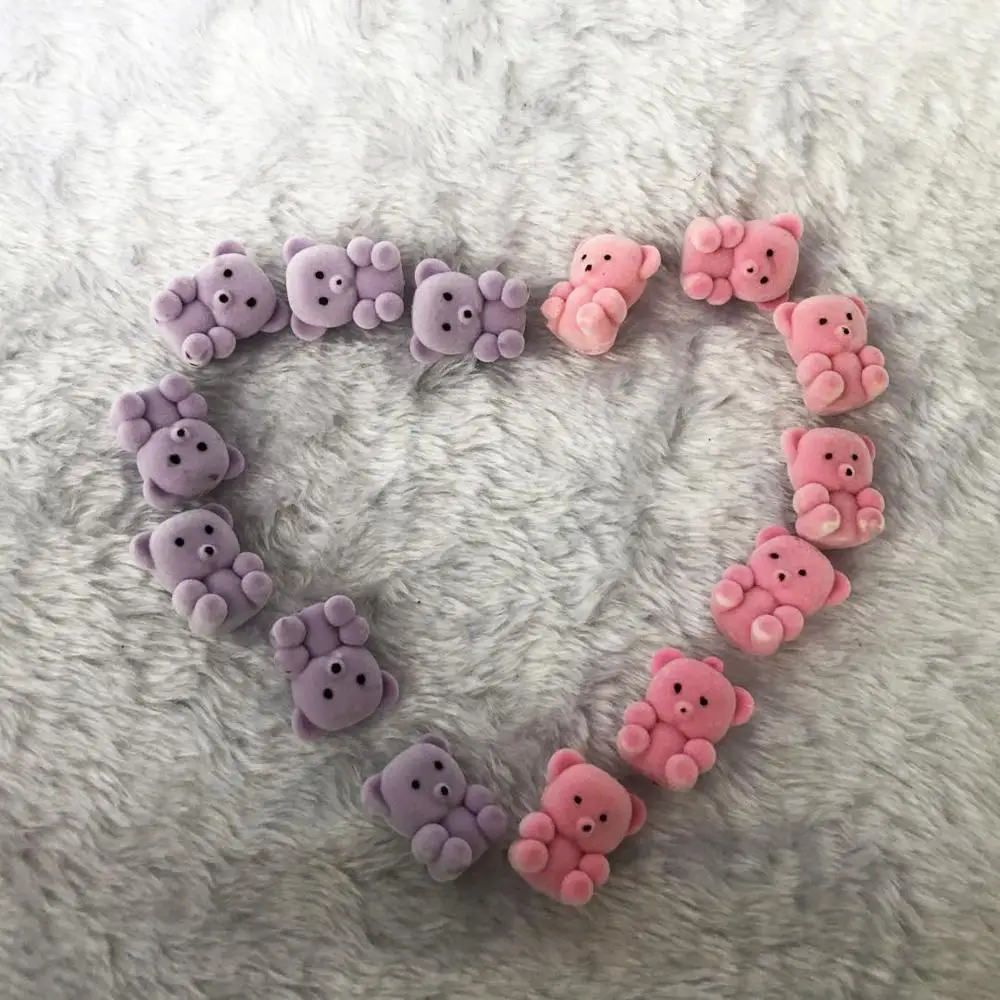 Брелок для ключей в виде милых флокирующих кукол маленький медведь плюшевая