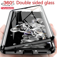 360 full protection magnetic case for samsung a71 a51 m21 a21s a52 a32 a12 s21 a50 a70 m51 m31 s20fe a31 a41 double glass cases
