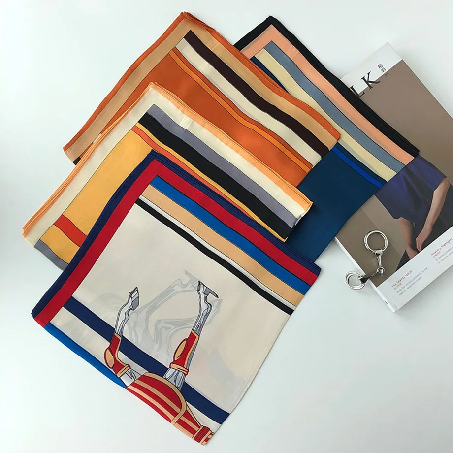 

Women Horse Scarf 100% Real Silk Scarves 2020 Fashion Ladies Foulard Pashmina Shawls And Wraps Soft Bandana Hijab Poncho 53*53cm