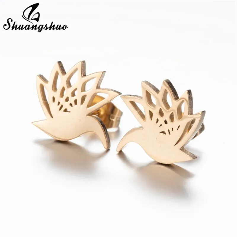 Серьги-гвоздики Shuangshuo из нержавеющей стали с изображением кошки птицы волейбола