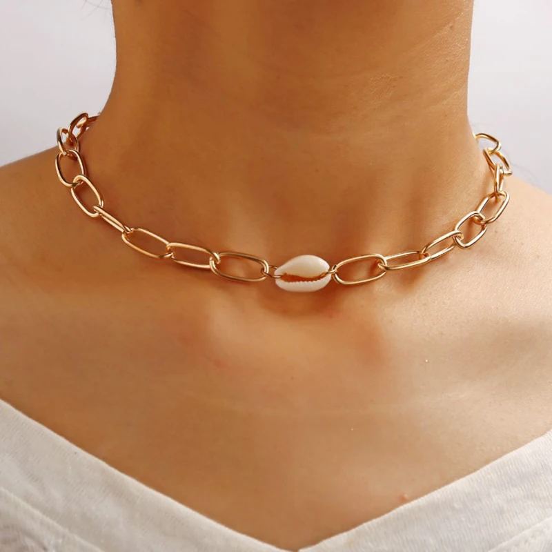 Ожерелье чокер женское в готическом стиле длинная цепочка золотого цвета с