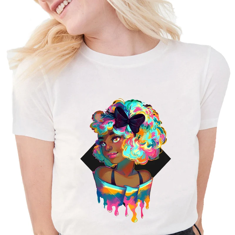 Красивая Черная футболка с волшебной радугой для девочек модные женские тонкие