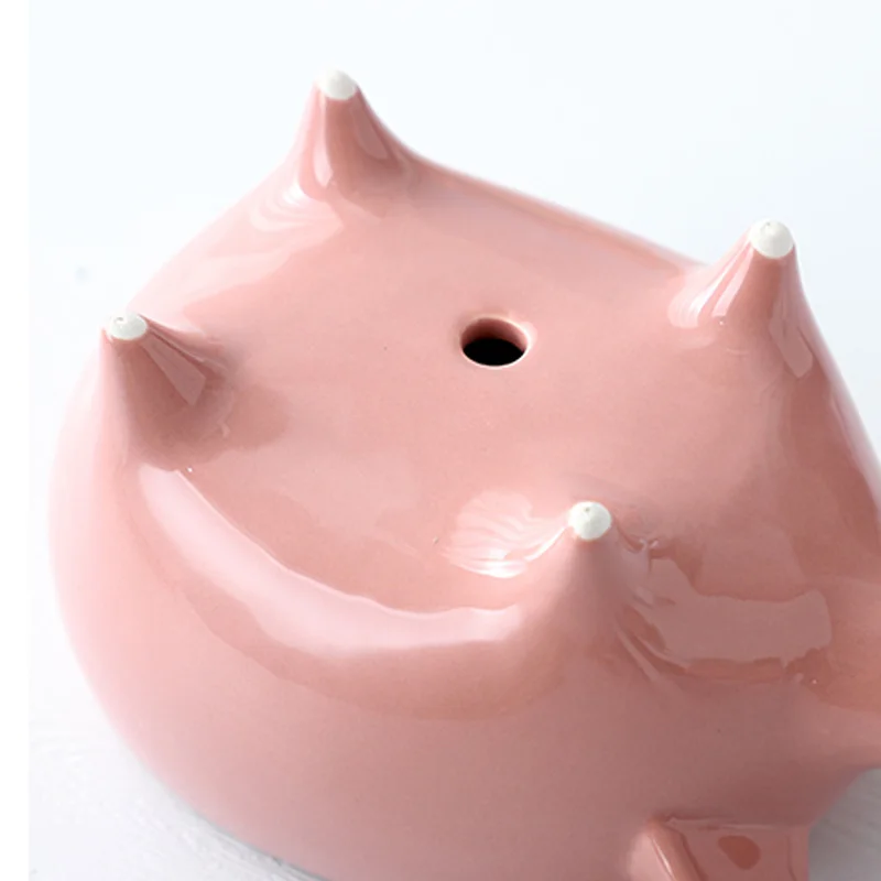 

Cute Pig Flowerpot Creative Personality Fleshy Pink Ceramic Vase Plant Potted Breathable Potted Plant Bonsai Desktop Decoration