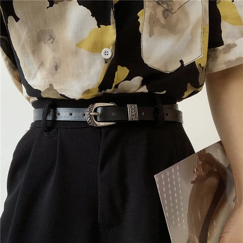 Кожаный ремень в стиле ретро для женщин шикарный и уникальный декоративный