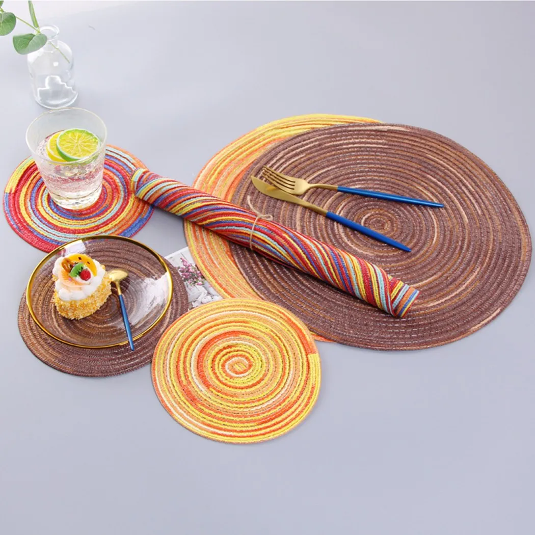 

36CM Mats Handmade Weave Round Coaster Pad Heat Insulation Placemat Table Decoration Accessories Anti-skid Table