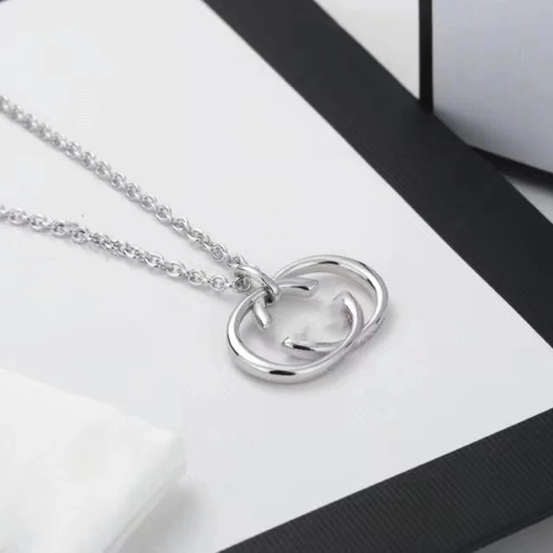 

Original Genuine 1:1 S925 Sterling Silver Classic Style Glossy Letter Pendant Necklace, Ladies Logo Holiday Jewelry Gift