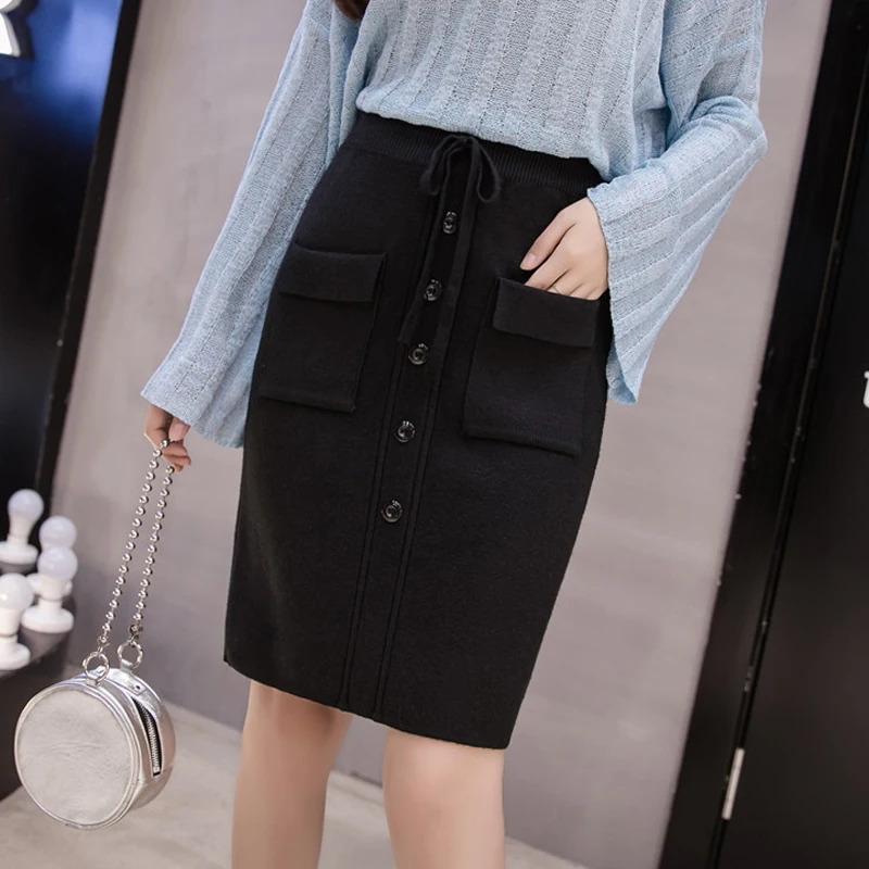 Женская трикотажная Юбка-миди Lucyever осенняя эластичная однобортная юбка средней