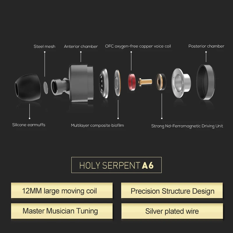 Спортивные наушники HOLY SERPENT A6 Bluetooth для бега универсальные водонепроницаемые