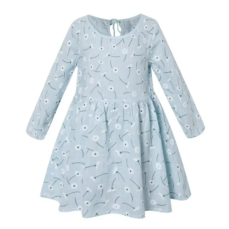 Коллекция 2021 года весенне-осенние платья с принтом для девочек Хлопковое платье