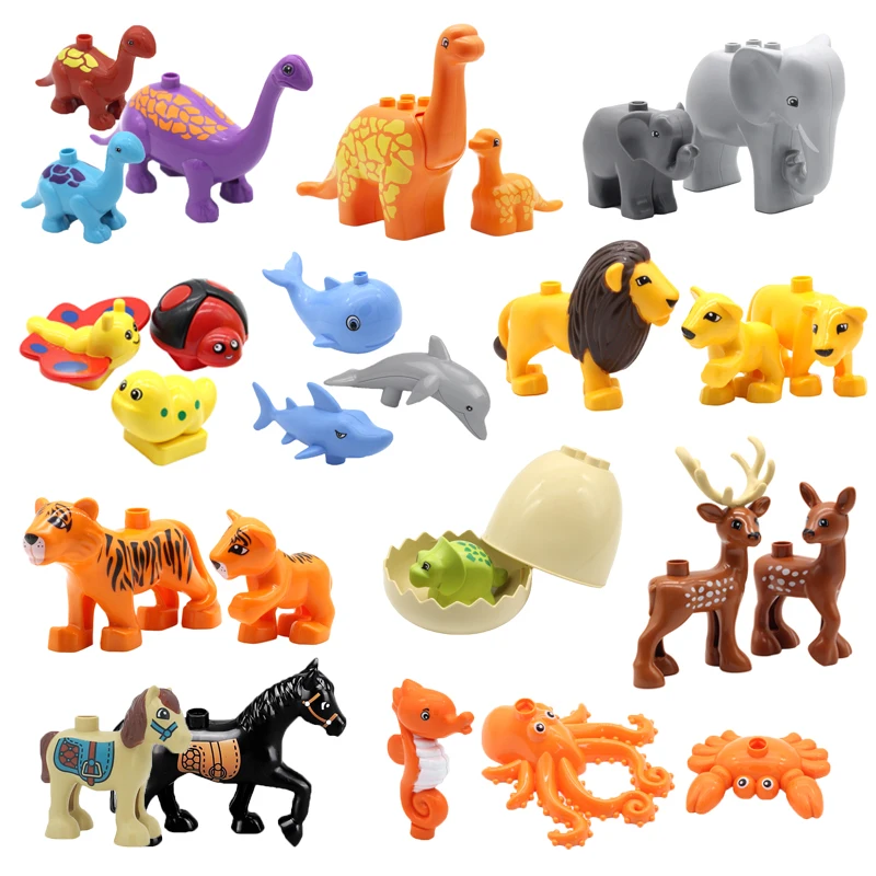 Строительные блоки большого размера животные зоопарк дельфин попугай панда