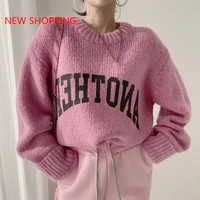 y2k fashion letter printed knitted female pullovers o neck long sleeve sweet women sweaters fall winter 2021 new outerwear tops