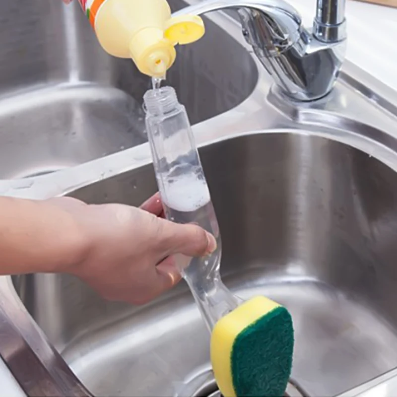 Portable Soap Dispenser Scrubber Cleaner Dish Wand Brush Scrub Refill Washing Dishwasher Kitchen Clean Cleaning Supplies Tools | Дом и сад