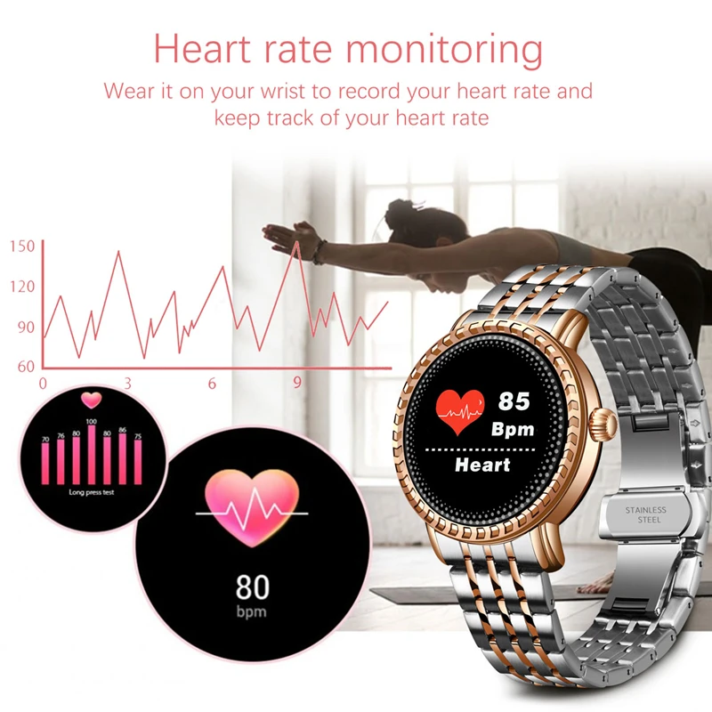 LIGE Модные Смарт часы для женщин фитнес трекер Водонепроницаемый Монитор