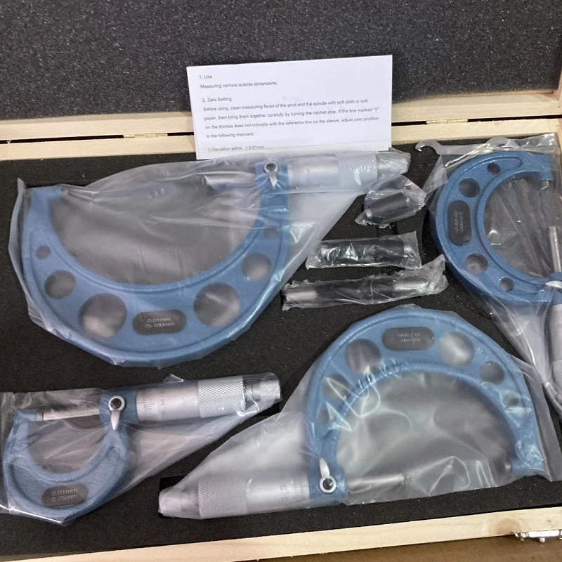 Наружный микрометр 0 100 мм 4 шт. метрический верньерный калибр измерительные