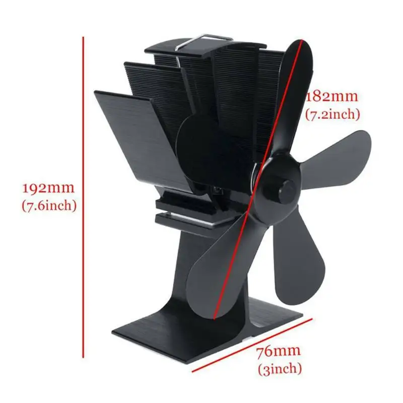 

Heat Powered Stove Fan Silent Eco-Friendly 5 Blades Fireplace Fan For Wood/Log Burner/Burning Stoves