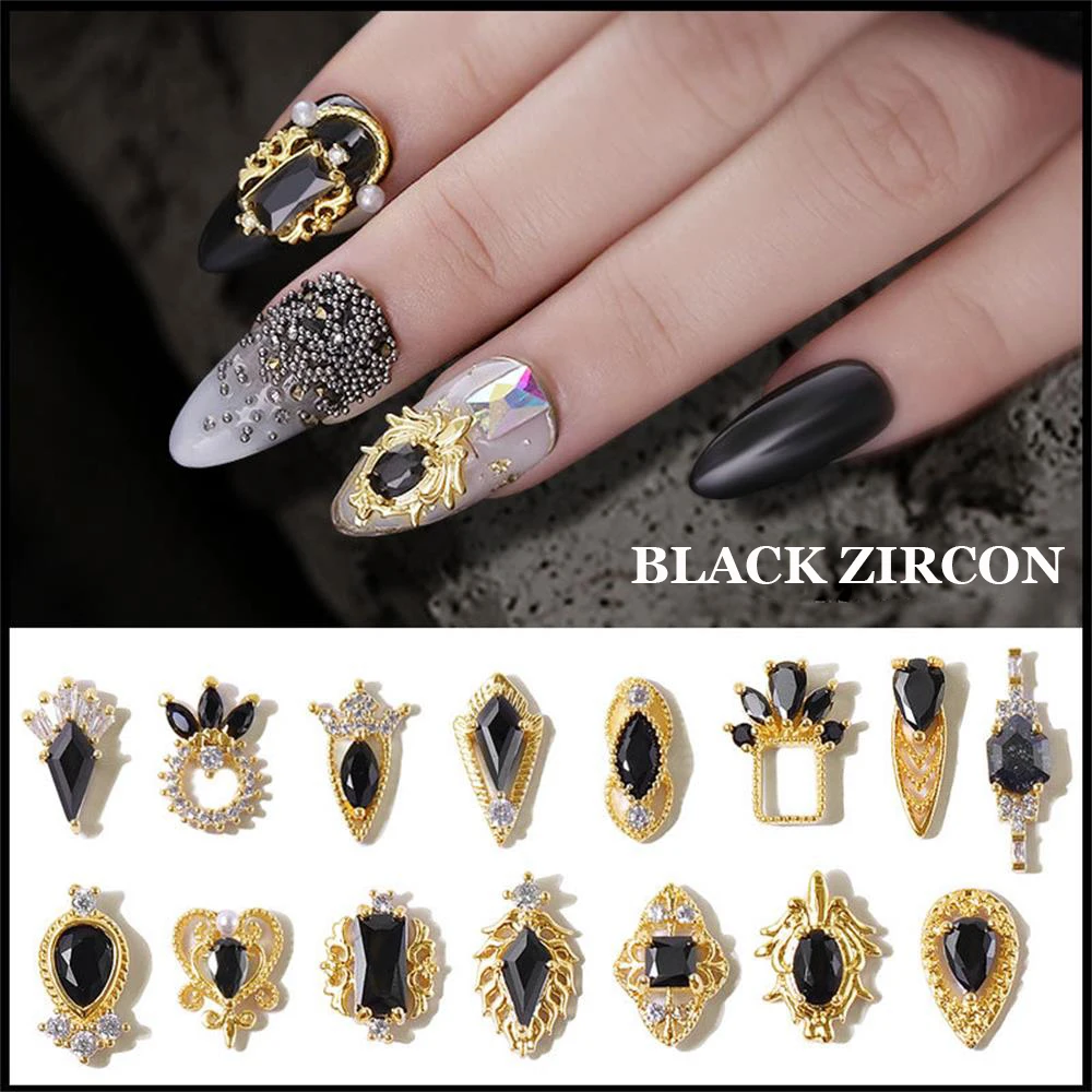 1 шт. новый дизайн черного циркония 3D хрустальные стразы слитки блестящий сплав
