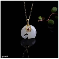 kjjeaxcmy fine jewelry s925 silver jewelry gold plated fashion lady natural hetian jade baby elephant pendant new