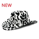 Ковбойская шерстяная шляпа с коровьим рисунком, женская модная классическая ковбойская шляпа для верховой езды в западном стиле, мужская дорожная шляпа, оптовая продажа