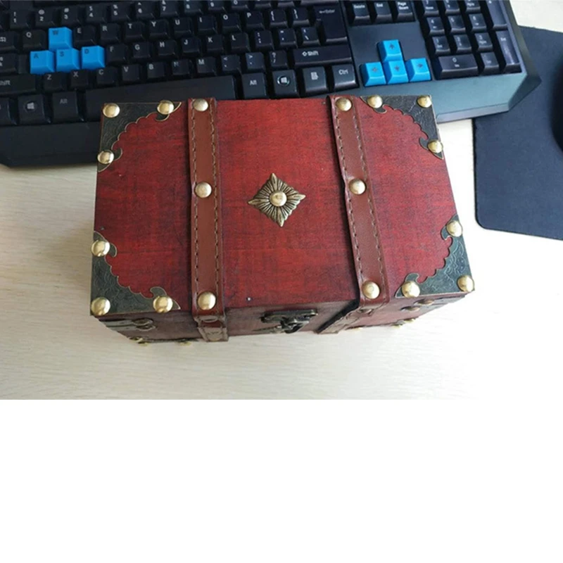 Ретро Сундук с замком винтажная деревянная коробка для хранения антикварный