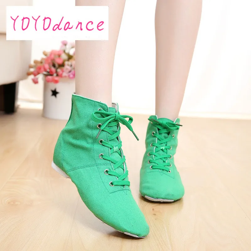 Современные парусиновые балетные танцевальные туфли на разрезном каблуке с