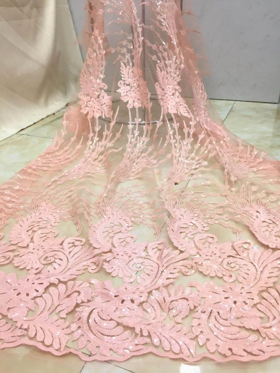 Высококачественная нигерийская 3D Свадебная кружевная ткань серое новейшее