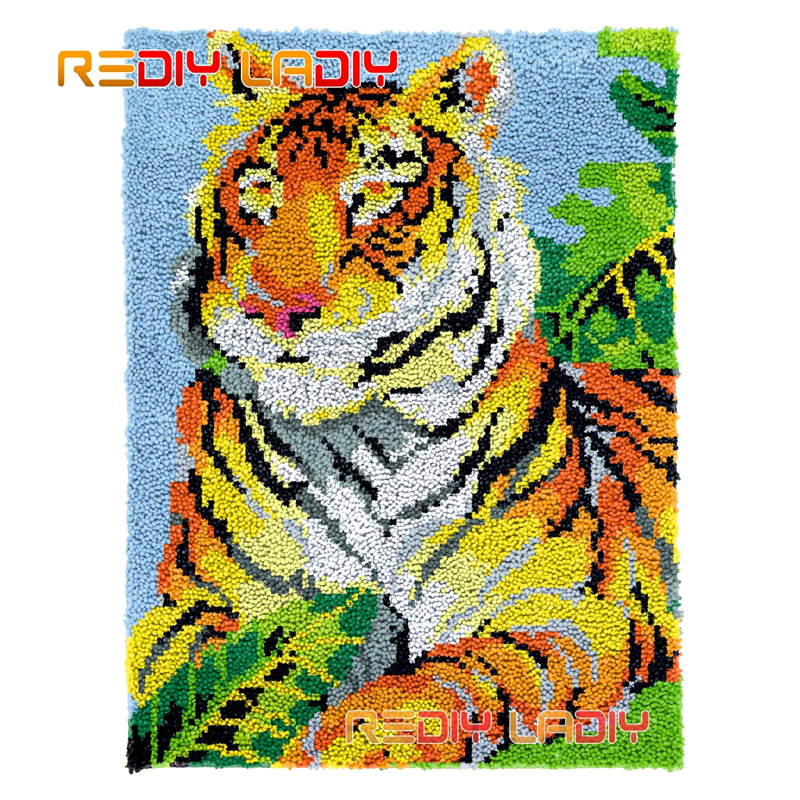 

Latch Hook Rug Kits King of Beast Seat Cushion DIY Carpet Rug Thick Yarn Needlework Crocheted Tapestry Knotted Floor Mat Crafts