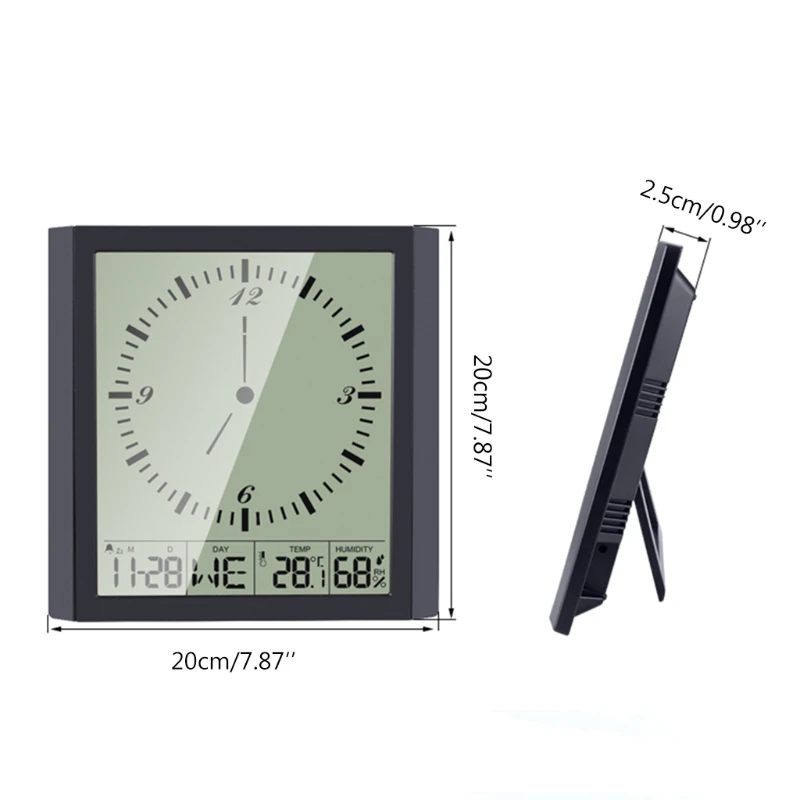 

20x20cm Wall Hanging Digital Clock Thermometer Humidity Gauge Large Screen LCD Dispaly Electronic Analog Wall Clocks