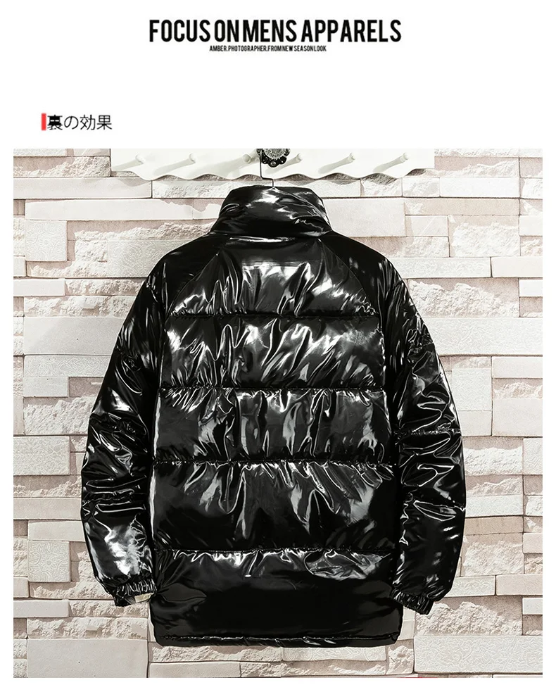 New Winter Men Jacket lapel Fashion Glossy Cotton Thermal Thick Warm Parkas Male Casual Outwear Windbreaker Clothing