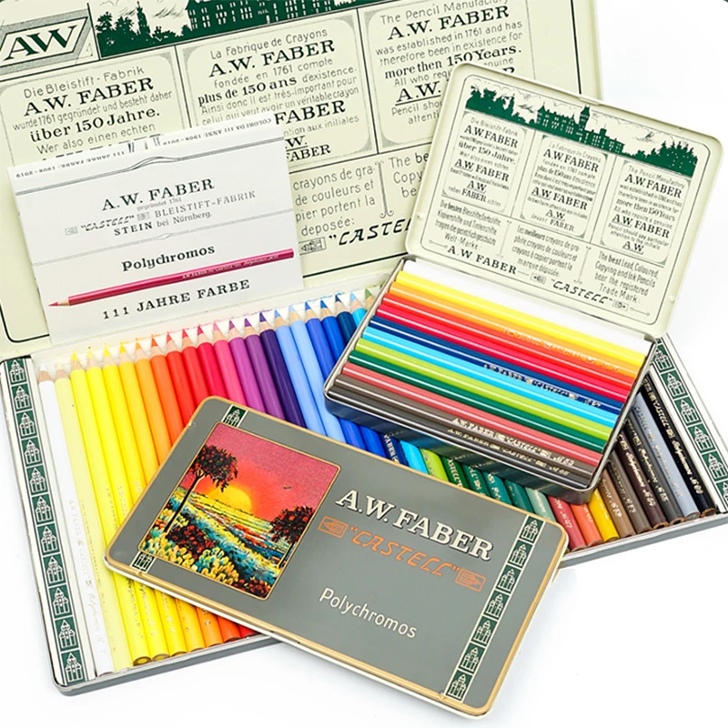 

Faber Castell A.W.Faber Polychromos Oily Colored Pencils 111th Anniversary Edition 12 Colors Professional Colored Pencils