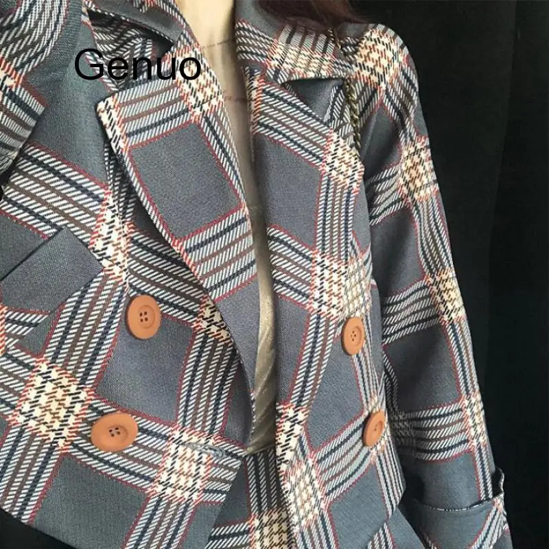 Женский комплект из 2 предметов клетчатый блейзер в стиле ретро трапециевидная